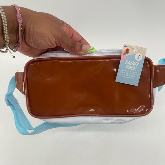 Ice Cream Sandwich PVC Fanny Pack Brown Blue Waterproof All Ages NWT Bullseye - Picture 7 of 10